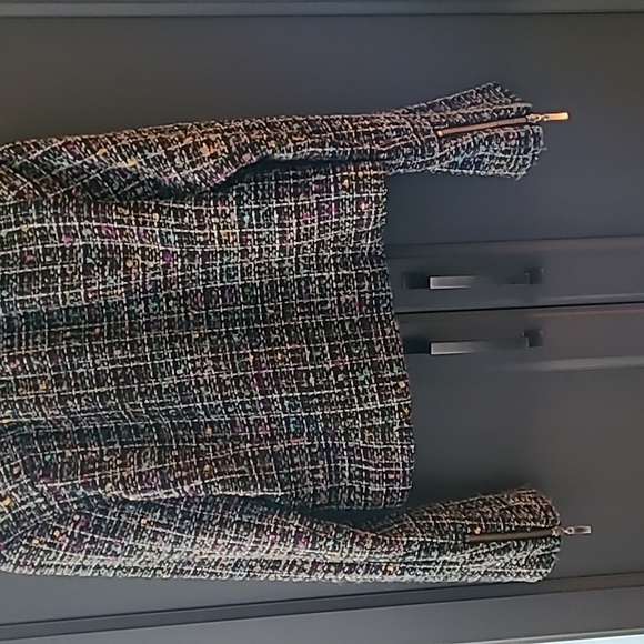 Women's jacket tweed cropped gray with Teal and purple accents - Picture 6 of 10